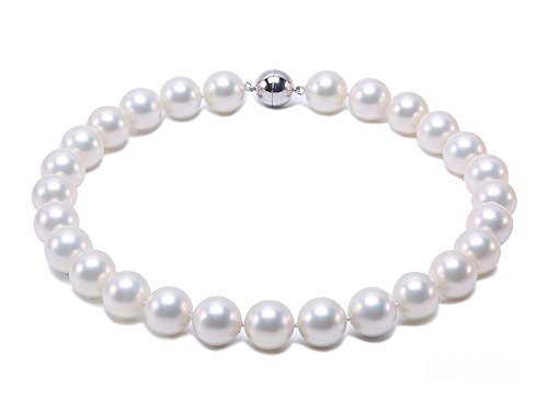 JYX 12mm White Round Seashell Pearl Necklace 18