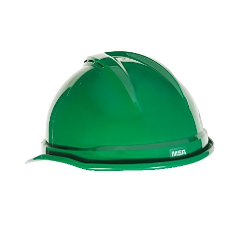MSA10034023 V-Gard 500 Cap Style Safety Hard Hat with Fas-Trac III Ratchet Suspension | Polyethylene Shell, Superior Impact Protection, Self Adjusting Crown Straps - Standard Size in Green
