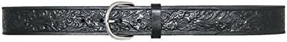 Hickory Creek Men's 1 1/2 inch Buffalo Veg Embossed Black Leather Belt - D-Ring Buckle - Size 34