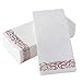 BloominGoods Disposable Dinner Napkins (17x17) Decorative Bathroom Paper Hand Towels | Soft and Absorbent Linen-Feel Guest Towels for Parties, Weddings, Dinners, Events | White, Rose Gold (100-Pack)