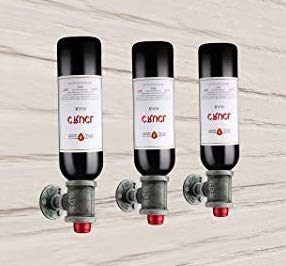 INDIAN DECOR 56892 Set of 3 - Wall Mounted Wine Rack - Single Bottle Solid Iron Industrial Design Wine Holder - Vintage Retro Style with a Rustic Feel Ideal for Home Bars and Coffee Shops (Black)