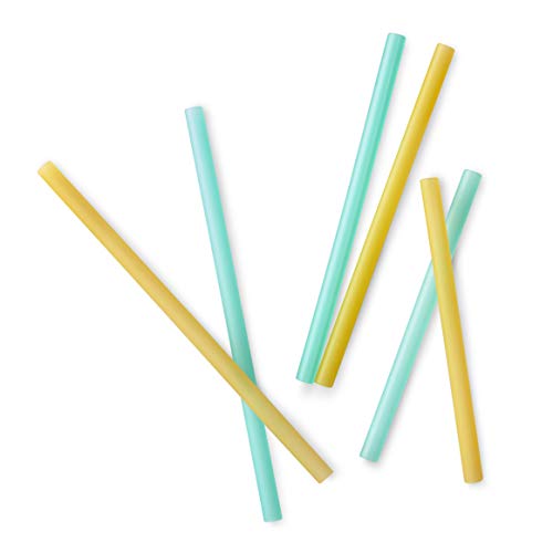 gosili siliskin Silikon-Trinkhalme, wiederverwendbar, Silikon, BPA-frei, 6 Stück, Standard-Größe, Flexible Trinkhalme für Kinder/Kleinkinder und Erwachsene – Blaugrün/Orange – Bild 3