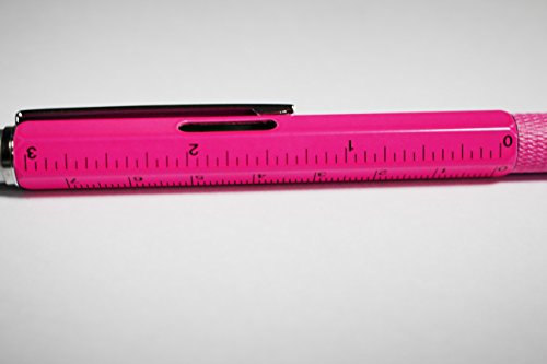 6 in 1 Multitool Pen with Gift Box - Includes 1 Ballpoint Pen, Universal Stylus Pen, Ruler,Flat and Phillips Screwdriver Bit, Level Gauge - The Perfect Multi-Function Gadget (Pink)