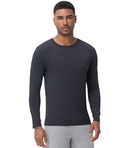 WiWi Shirts for Men Long Sleeve Underwear Viscose from Bamboo Slim-Fit Tee Baselayer Mens Stretchable Shirt Soft Top S-XXL S-XXL, Midnight Blue, X-Large at Amazon