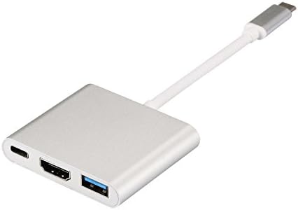 1JUSTLINK New Type C USB3.1 Male to HDMI Female to USB 3.0 Female and 1 Power Charging 3 in 1 Adapter USB-C Hub Box for New Macbook Pro Laptop Support Moniter Projector HDTV