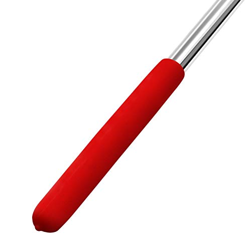 APUXON Telescopic Handheld Flagpoles, Portable Staff with Clips 3.3ft, Red- Lightweight Extendable Stainless Steel with Anti-Slip Grip - Collapsable Flag Pole for Tour Guides & Pointer for Teachers