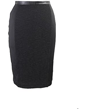 Calvin Klein Womens Mixed Media Pleather Trim Pencil Skirt Black 10