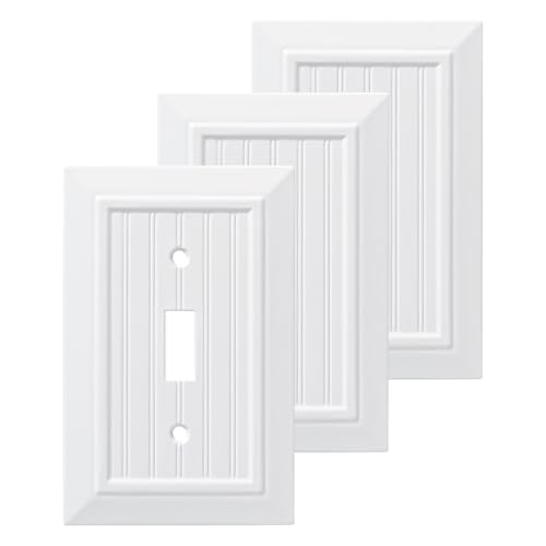 Franklin Brass W35265V-PW-C Classic Beadboard Single Switch Wall Plate/Switch Plate/Cover (3 Pack), Pure White