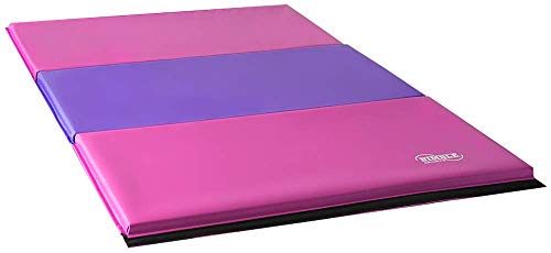 Nimble Sports Gymnastics Beam and Mat Combo - Purple, 14 to 24 Inch High 8 Feet Long Balance Beam with Pink and Purple 4 Feet X 6 Feet Folding Mat - Thumbnail 2