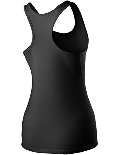 Fastorm Running Tank Tops for Women Active Racerback Dry Fit Tank Top Black-M