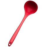 Generic Silicone Ladle Spoon Hygienic Solid Coating Soup Ladle 13 1/2 Inch XL Size Cherry Red