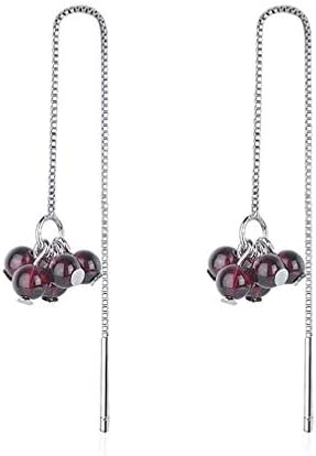 Pull Through Long Dangle Earrings Threader Earrings Crystal Ball Dangle Drop Earrings Minimalist Ear Thread Tassel Long Chain Earrings for Women Girl