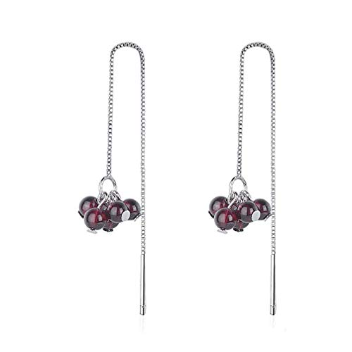 Pull Through Long Dangle Earrings Threader Earrings Crystal Ball Dangle Drop Earrings Minimalist Ear Thread Tassel Long Chain Earrings for Women Girl