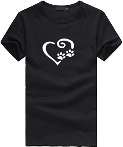 Women's Refreshing Simple Sports T-Shirt Loose Short-Sleeved Heart Print T-Shirt Casual O-Neck Top