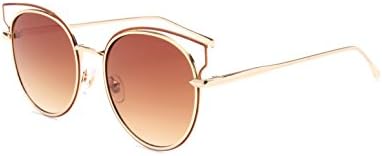 Optition Technologic Full Metal Crossbar Flash Mirror Flat Lens Aviator Sunglasses(Brown)