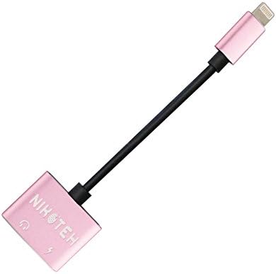 NIKOTEH iPhone 7 Adapter - 2-in-1 iPhone 7 Audio Adapter Earphone Jack Cable for iPhone 7 or iPhone 8, X - Dual Lightning Charger and Headphone Splitter for iPhone 7, 7 Plus, 8, 8 Plus, X