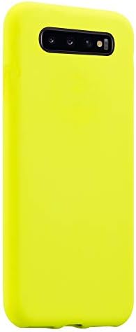 LEFANG Soft Neon for Samsung Galaxy S10 Plus case, [Neon Signs Color] Rubber Coating and TPU Case [Anti-Slip/Anti-Fall] Cover (Galaxy S10 Plus, Neon Yellow)