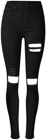 DigerLa Women's Fashion High Waist Bottons Down Skinny Jeans Denim Pants Black