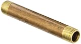 Anderson Metals 38300 Lead Free Red Brass Pipe Fitting, Nipple, 3/8" x 3/8" NPT Male, 4-1/2" Length
