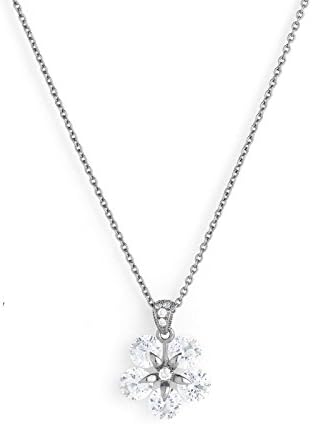 Nadri Mini CZ Flower Pendant Necklace Rhodium Plated