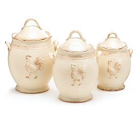 Amazon.com - Set Of 3 French Country Rooster Food Canisters For Storage