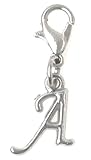 It's All About...You! Letter, 26 Letter Options A-Z, Initial Stainless Steel Clasp Clip on Charm