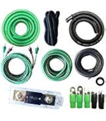 Sky High Car Audio E-Series 1/0 Gauge Big 3 Upgrade Wiring Kit - Green/Black (Electrical System Upgrade)