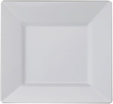 Kaya Collection - White Plastic Square 9.5" Dinner Plates - Disposable or Reusable - 2 Pack (20 Plates)