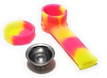 Portable Silicone Unbreakable Tobacco Travel Accessory with-lid. Food-Grade-Silicone, Indestructible, Concealable-and-Hand-Sized. Pink Yellow
