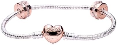 Amazon.com: PANDORA Silver w Rose Heart Clasp: Clothing, Shoes