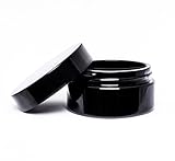 ultravioLeaf 100 ml (3.4 fl oz) Premium Cosmetic Style Black Ultraviolet Glass Wide Mouth Airtight Screw Top - Smell Proof Stash Jar Container