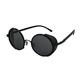 FUNOC Vintage Retro Unisex Cyber Goggles 50s Cool Round Glasses Sunglasses