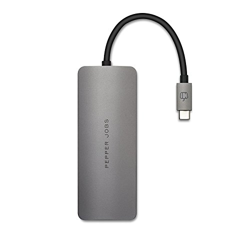 Pepper Jobs USB C 3.1 Hub with Gigabit Ethernet,2 USB 3.0 Port,HDMI Port,And PD Port,Type C Charging Hub for 2016 2017 MacBook Pro 13 15, MacBook 12, Dell XPS