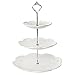 MyGift Decorative 3 Tier White Ceramic Tea Party Serving Platter Cupcake Dessert Stand