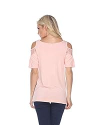 white mark Bexley Lace Cut-Out Tunic Top in Coral