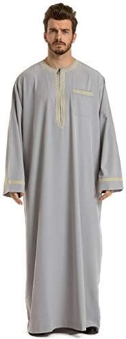 LRWEY السلام عليكم‎ Men Ethnic Robes Long Sleeve Islamic Muslim Middle East Maxi Dress Kaftan for University Students Worship Prayer Worship
