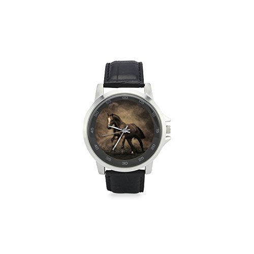 Christmas Day/Thanksgiving Gifts Special Retro Running Horse Unisex Leather Strap Watch