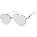 zeroUV Mirrored Oversized Aviator Sunglasses for Women and Men, Metal Frame & UV400 with Large Flat Mirror Lens 58mm (Silver/Silver Mirror)