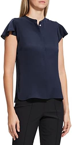 Theory Women's Easy Tie Blouse, Black, S at Amazon Women's