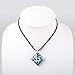Hand Blown Glass Jewelry Glitter Silver Foil Deep Blue Square Pendant Necklace 17-19