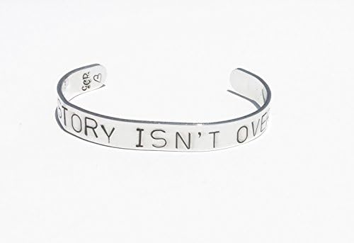 My Story Isn't Over Yet Semicolon Bracelet Inspirational Cuff Bracelet is Hand-Stamped on Non-Corrosive 1100 Pure Aluminum for Lightweight Adjustable Fit