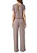 LAINAB Womens Casual Short Sleeve Loose Fit Wide Leg Plain Jumper Romper Khaki S