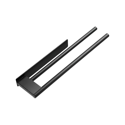 LD3W Black Stainless Steel Towel Rack, Rust Resistant, Easy Installation Either By Screw Or Self-Adhesive, Compact Design, Durable Towel Rack, Bathroom Or Kitchen (Black)