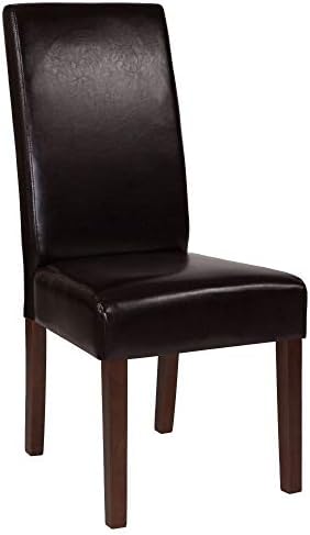 Flash Furniture Greenwich Series Brown Leather Parsons Chair