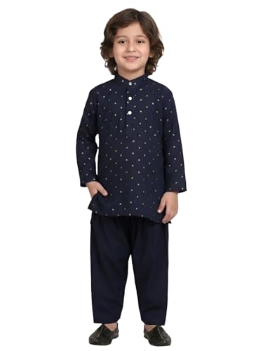 POLKA TOTS Boys Kurta Pajama | Full Sleeve Indian Kurta Dhoti | Indian Baby Clothes | Banaras Hindu Wear for Kids | 7-8 Y at Amazon