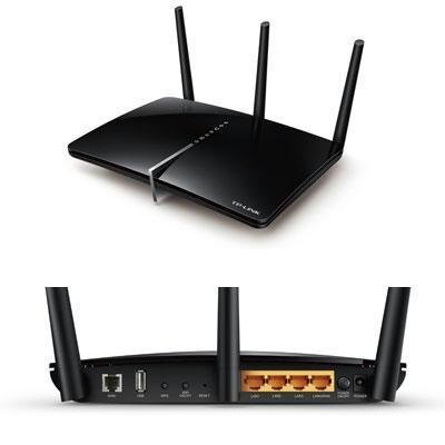 TP-LINK Archer D2 AC750 Wireless Dual Band Gigabit ADSL2+ Modem Router, 2.4GHz 300Mbps+5GHz 433Mbps, 1 USB 2.0 Port, EWAN, IPv6, Guest Network
