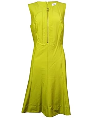Women's Sleeveless Zip Sateen A-Line Dress