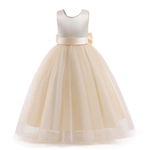 Nileafes Flower Girls V-Shaped Back Sleeveless Maxi