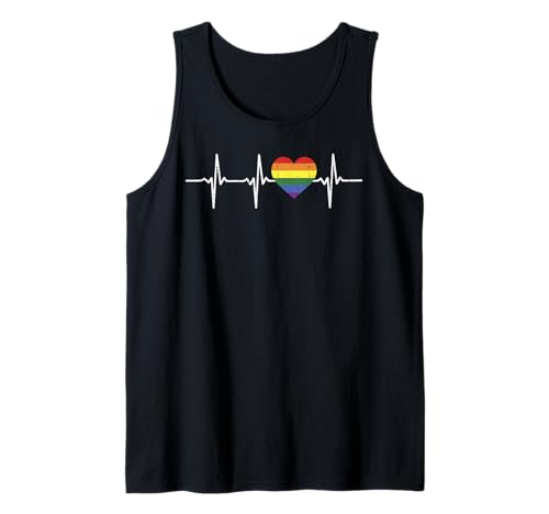 Heartbeat Rainbow Heart Gay LGBT Pride Medical Nurse Gift Tank Top