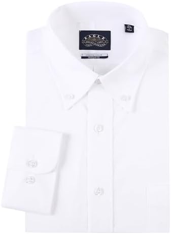 eagle men's dress shirts regular fit Eagle Men's Non Iron Stretch Collar Regular Fit Multi Check Dress Shirt,  Cardinal, 15.5